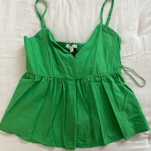 Green Sleeveless Peplum Top